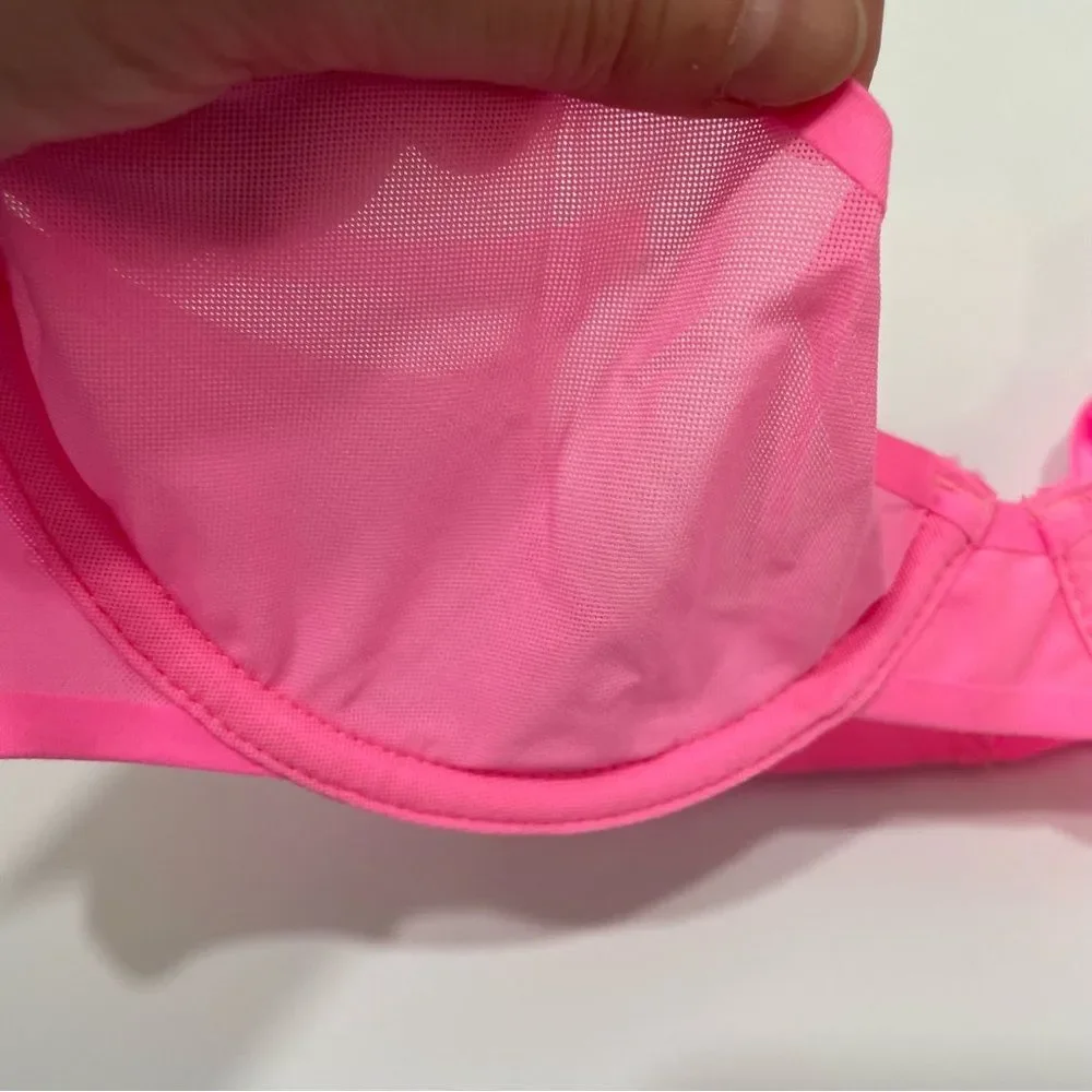 NWT Aerie Smoothez Mesh Unlined Pink Bra Size 32B